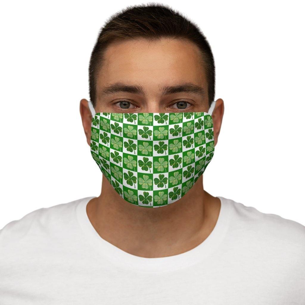 Checkered Shamrock Snug-Fit Polyester Face Mask - celticgoods