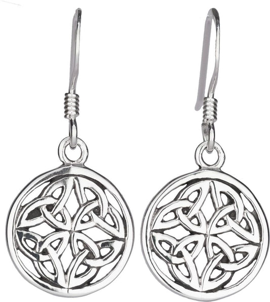 Round Celtic Triquetra Drop Earrings - celticgoods