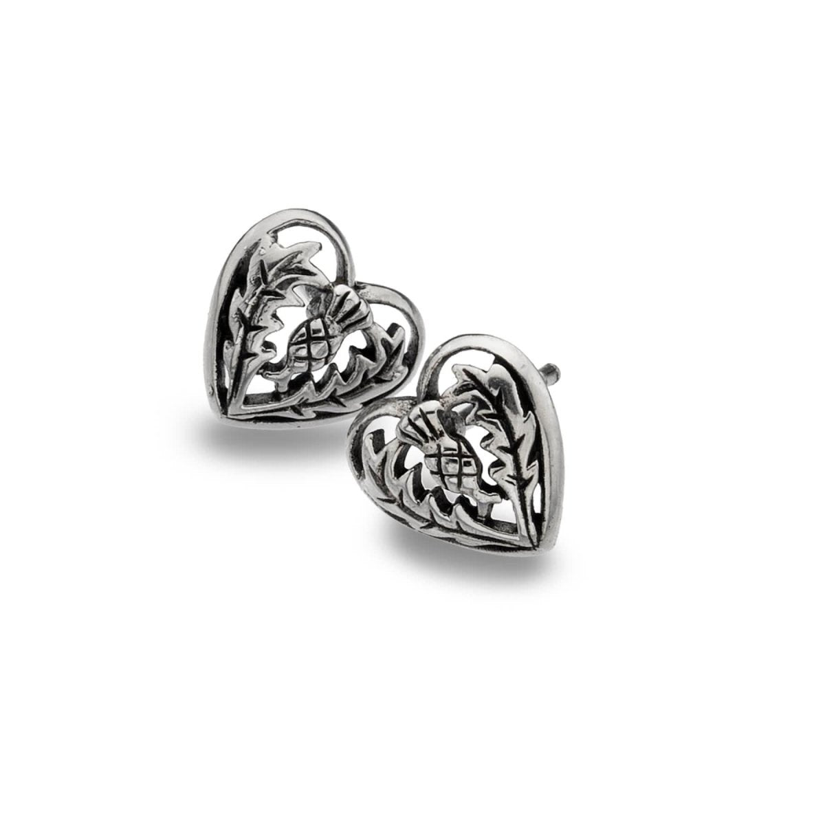 Thistle Love Heart Stud Earrings - celticgoods