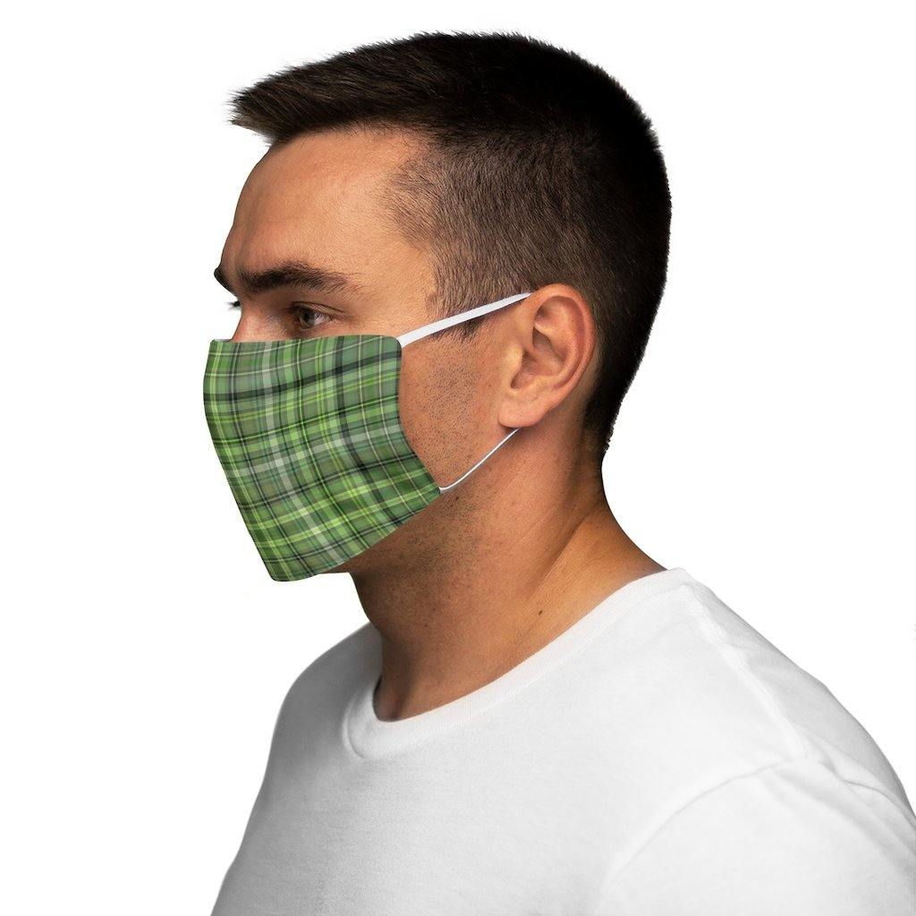 Green Plaid Snug-Fit Polyester Face Mask - celticgoods