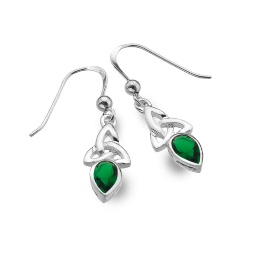 May - Emerald (Synthetic Stone) - Birthstone Earrings - celticgoods