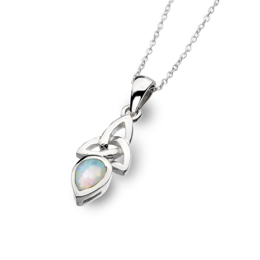 October - Opal (Synthetic Stone) - Birthstone Pendant - celticgoods