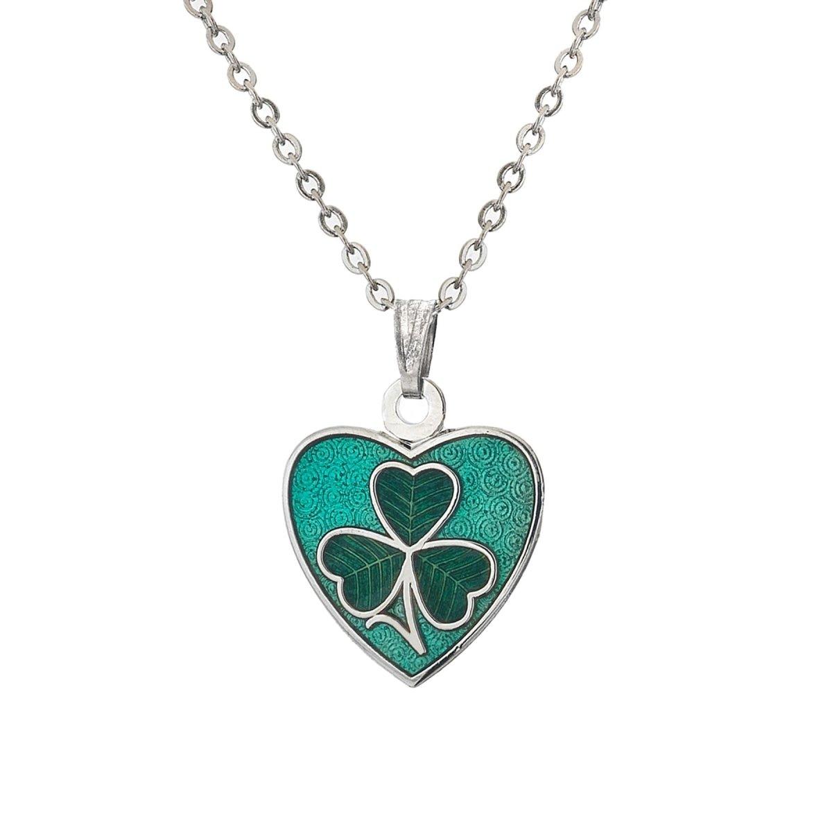 Irish Shamrock in a Heart Necklace - celticgoods