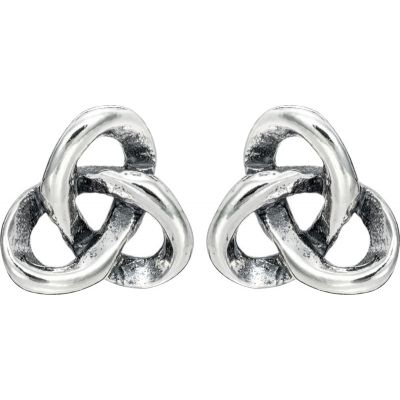 Sterling Silver 3D Trinity Knot Stud Earrings - celticgoods