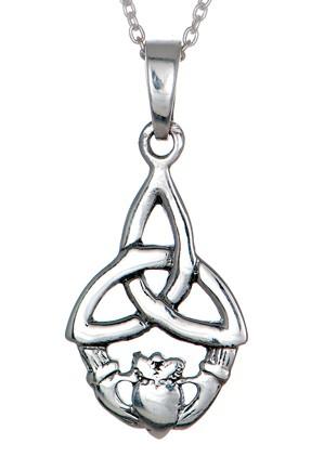 Sterling Silver Celtic Claddagh Necklace - celticgoods