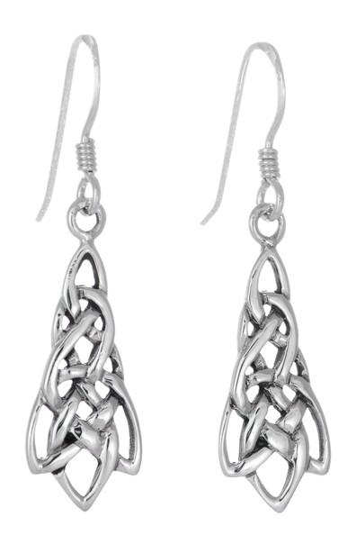 Sterling Silver Drop Earring - Pointed Knot - celticgoods