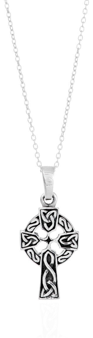 Sterling Silver Iona Cross Charm Necklace - celticgoods
